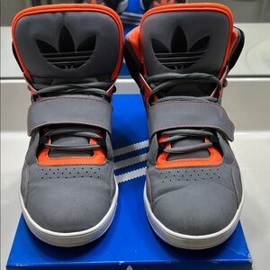 adidas Gray and Orange High-Top Sneakers